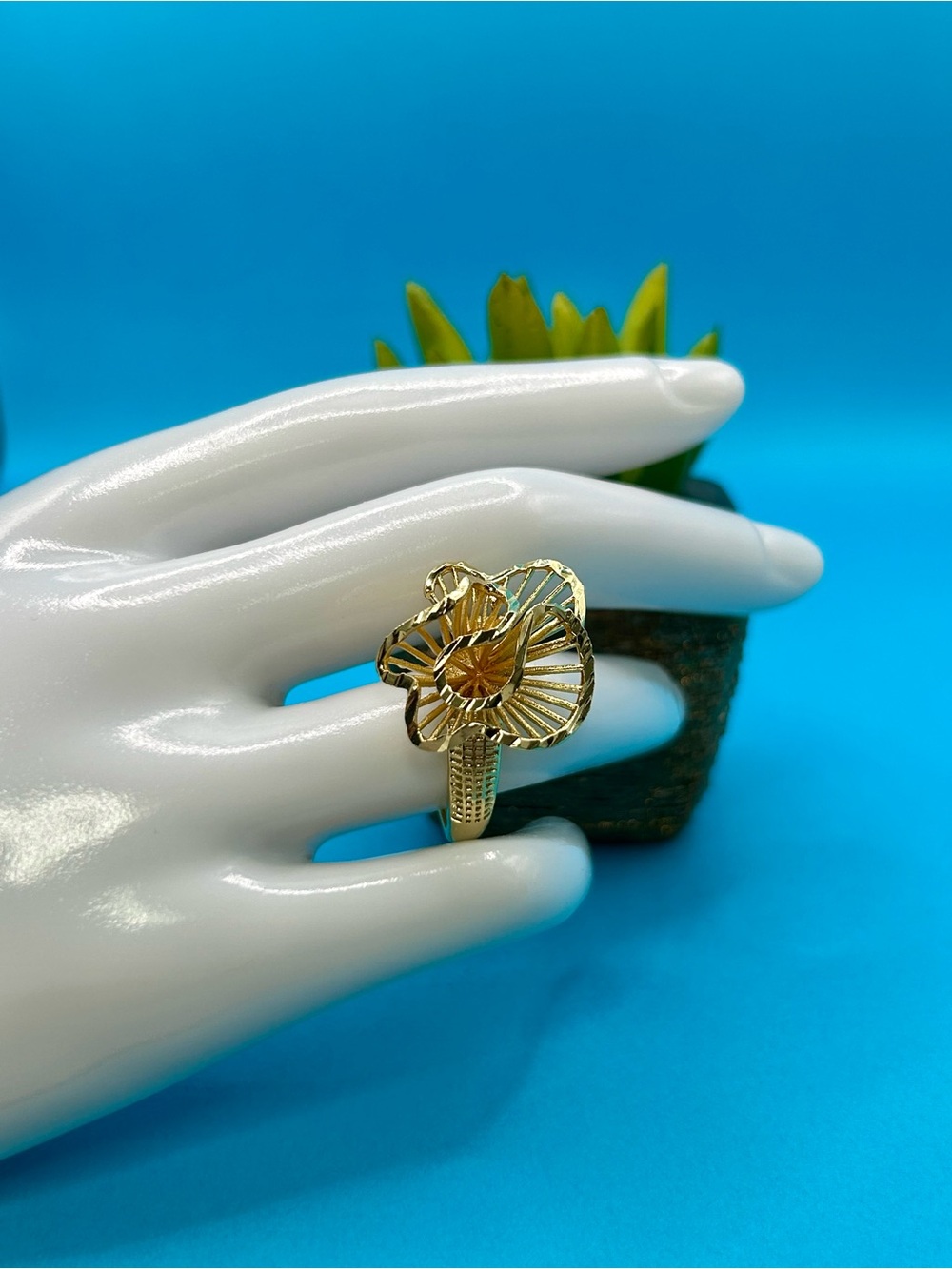 Gold Floral Filigree Ring - Women's Statement Jewelry